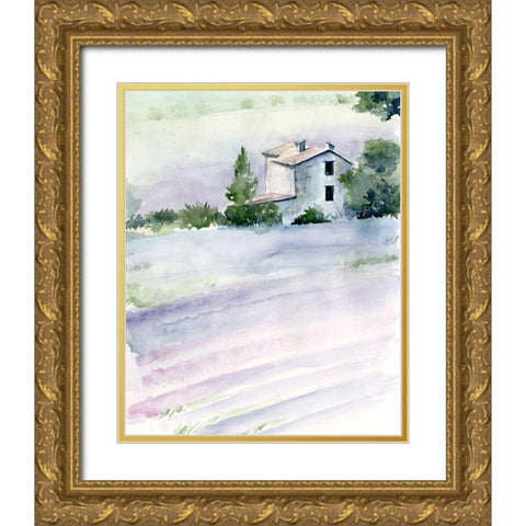 Lavender Fields II Gold Ornate Wood Framed Art Print with Double Matting by Parker, Jennifer Paxton