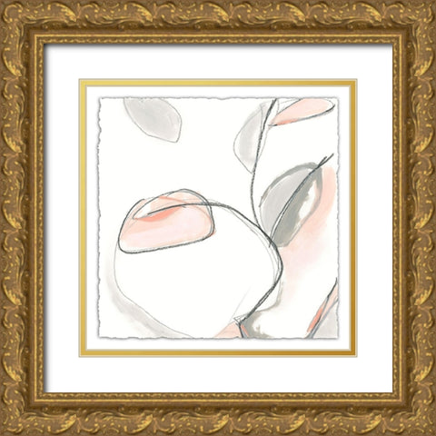 Blush Affinity III Gold Ornate Wood Framed Art Print with Double Matting by Vess, June Erica