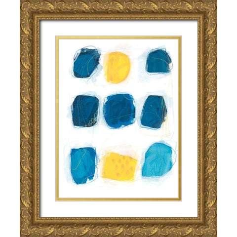 Lemon and Indigo II Gold Ornate Wood Framed Art Print with Double Matting by Vess, June Erica