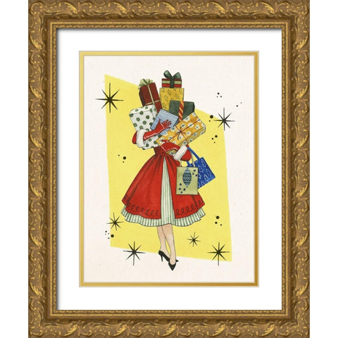 Vintage Christmas II Gold Ornate Wood Framed Art Print with Double Matting by Popp, Grace