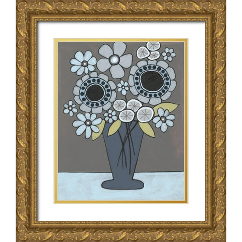 Happy Garden Flowers II Gold Ornate Wood Framed Art Print with Double Matting by Moore, Regina