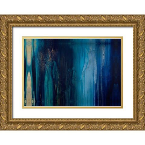 Emeralds and Sapphires Gold Ornate Wood Framed Art Print with Double Matting by Guererra, Teodora