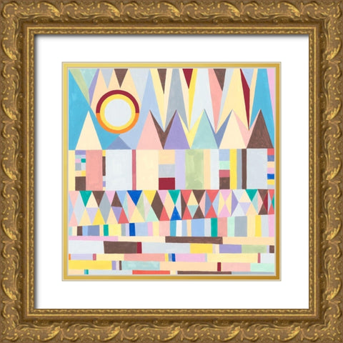 Geometric Horizon Gold Ornate Wood Framed Art Print with Double Matting by Galapon, Nikki