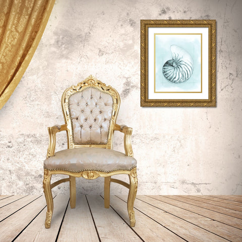 Coastal Shell Schematic II Gold Ornate Wood Framed Art Print with Double Matting by Meagher, Megan