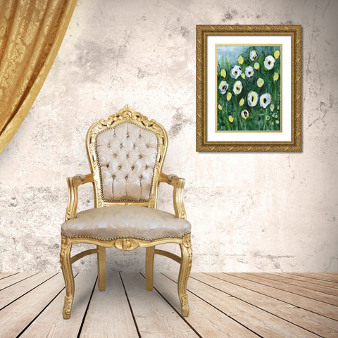 Modern White Floral I Gold Ornate Wood Framed Art Print with Double Matting by Daavettila, Tara