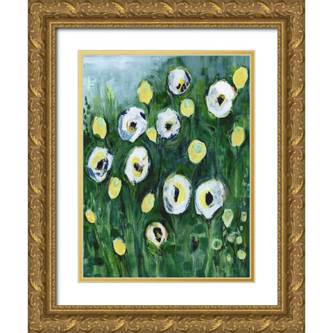 Modern White Floral I Gold Ornate Wood Framed Art Print with Double Matting by Daavettila, Tara