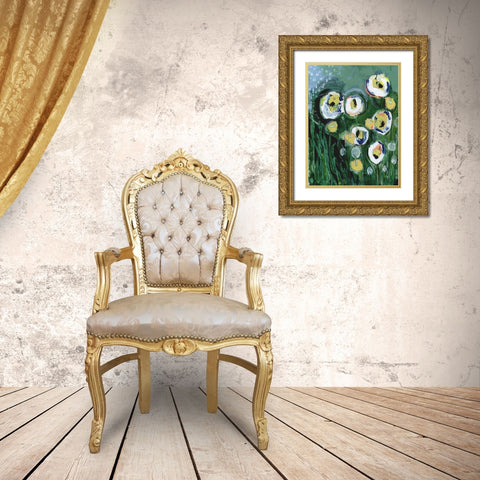 Modern White Floral III Gold Ornate Wood Framed Art Print with Double Matting by Daavettila, Tara