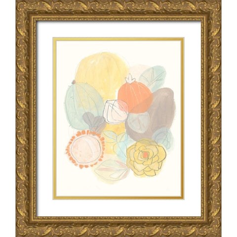 Abstract Succulents II Gold Ornate Wood Framed Art Print with Double Matting by Vess, June Erica