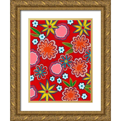 Bright Flowers I Gold Ornate Wood Framed Art Print with Double Matting by Moore, Regina