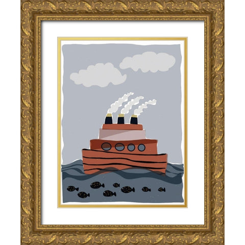 Oceans Ahoy I Gold Ornate Wood Framed Art Print with Double Matting by Delamater, Rob
