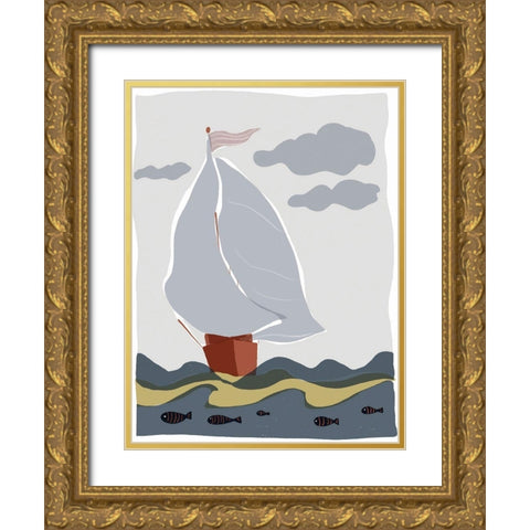 Oceans Ahoy III Gold Ornate Wood Framed Art Print with Double Matting by Delamater, Rob