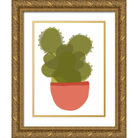 Mod Cactus II Gold Ornate Wood Framed Art Print with Double Matting by Delamater, Rob