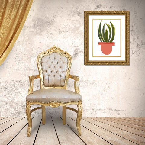 Mod Cactus IV Gold Ornate Wood Framed Art Print with Double Matting by Delamater, Rob