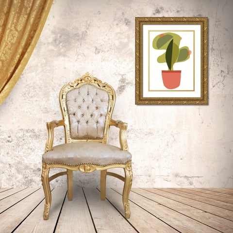 Mod Cactus V Gold Ornate Wood Framed Art Print with Double Matting by Delamater, Rob