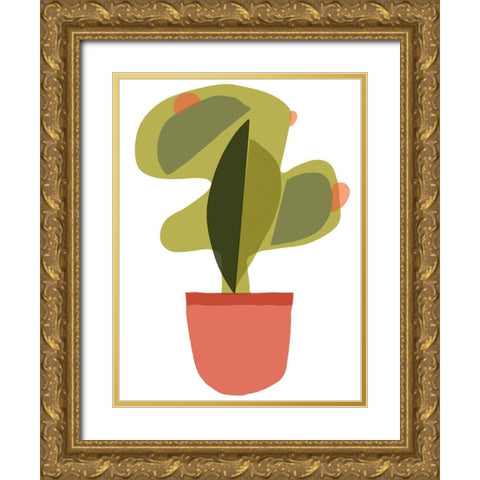 Mod Cactus V Gold Ornate Wood Framed Art Print with Double Matting by Delamater, Rob