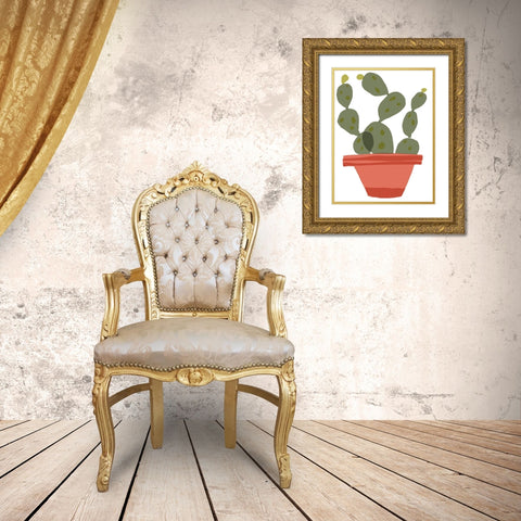 Mod Cactus VII Gold Ornate Wood Framed Art Print with Double Matting by Delamater, Rob