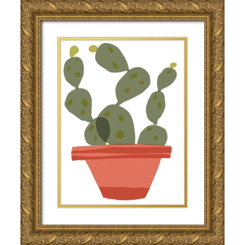 Mod Cactus VII Gold Ornate Wood Framed Art Print with Double Matting by Delamater, Rob