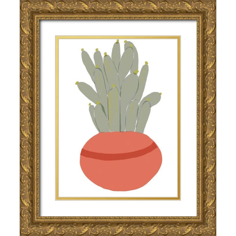 Mod Cactus VIII Gold Ornate Wood Framed Art Print with Double Matting by Delamater, Rob