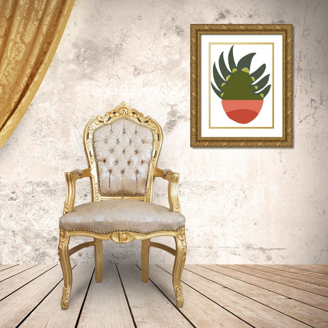 Mod Cactus IX Gold Ornate Wood Framed Art Print with Double Matting by Delamater, Rob