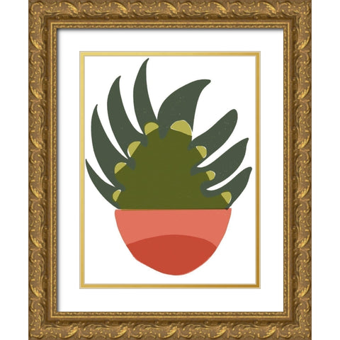 Mod Cactus IX Gold Ornate Wood Framed Art Print with Double Matting by Delamater, Rob