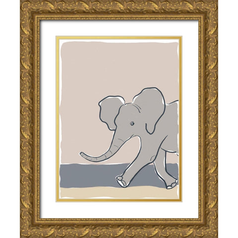 Pastel Zoo III Gold Ornate Wood Framed Art Print with Double Matting by Delamater, Rob