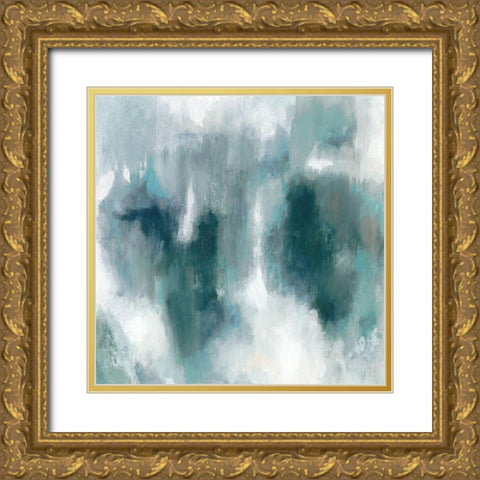 Teal Tempest II Gold Ornate Wood Framed Art Print with Double Matting by Borges, Victoria