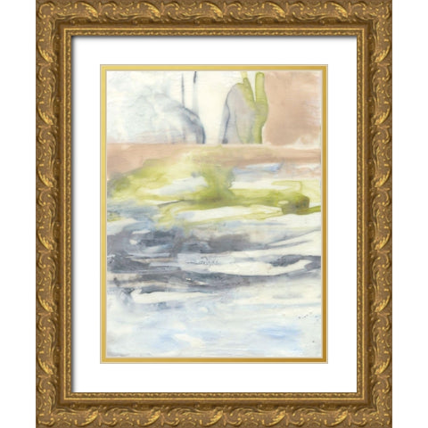Waxen Strata I Gold Ornate Wood Framed Art Print with Double Matting by Goldberger, Jennifer