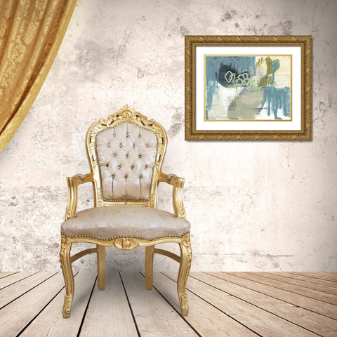 Blue Exploration II Gold Ornate Wood Framed Art Print with Double Matting by Goldberger, Jennifer