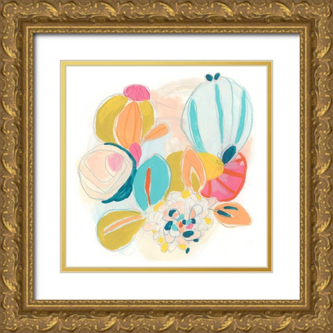 Floral Vibe IV Gold Ornate Wood Framed Art Print with Double Matting by Vess, June Erica