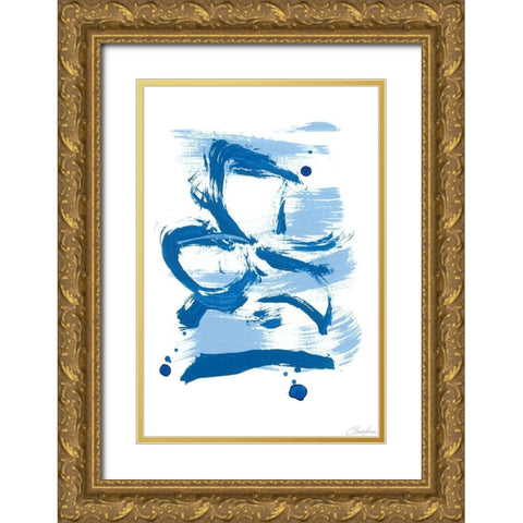 Blue Breeze I Gold Ornate Wood Framed Art Print with Double Matting by Long, Christina