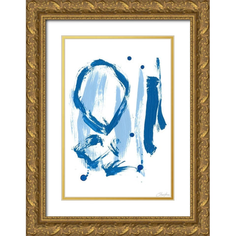 Blue Breeze IV Gold Ornate Wood Framed Art Print with Double Matting by Long, Christina