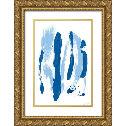 Blue Breeze V Gold Ornate Wood Framed Art Print with Double Matting by Long, Christina