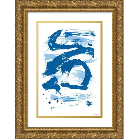 Blue Breeze VII Gold Ornate Wood Framed Art Print with Double Matting by Long, Christina
