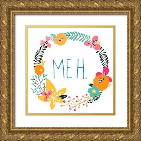 Snarky Florals IX Gold Ornate Wood Framed Art Print with Double Matting by Vess, June Erica