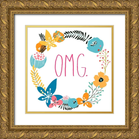Snarky Florals X Gold Ornate Wood Framed Art Print with Double Matting by Vess, June Erica