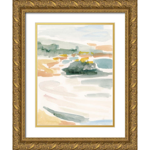 Golden Coast I Gold Ornate Wood Framed Art Print with Double Matting by Borges, Victoria
