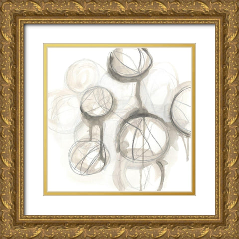 Neutral Lanterns III Gold Ornate Wood Framed Art Print with Double Matting by Vess, June Erica