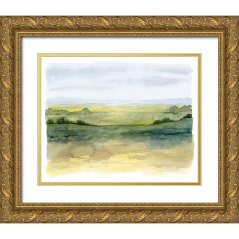 Golden Strata I Gold Ornate Wood Framed Art Print with Double Matting by Popp, Grace