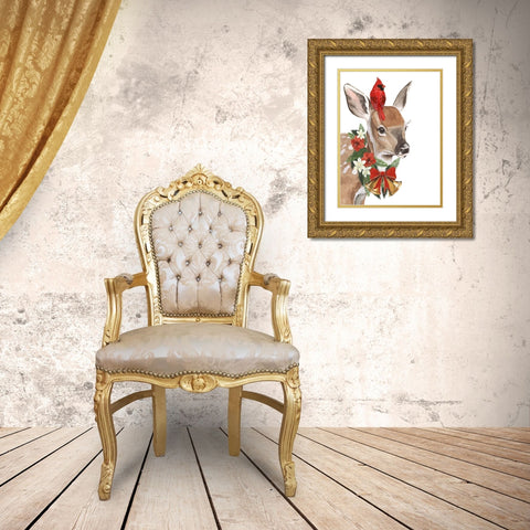 Yuletide Darling I Gold Ornate Wood Framed Art Print with Double Matting by Popp, Grace