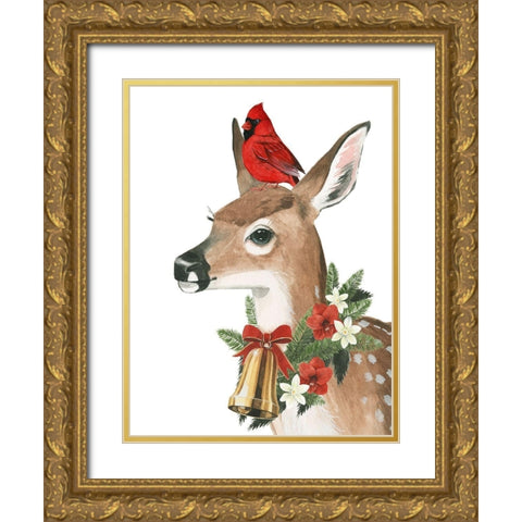 Yuletide Darling II Gold Ornate Wood Framed Art Print with Double Matting by Popp, Grace