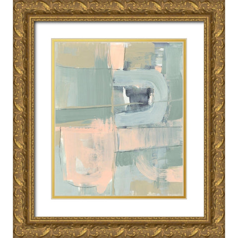 Color Block Pastels II Gold Ornate Wood Framed Art Print with Double Matting by Goldberger, Jennifer