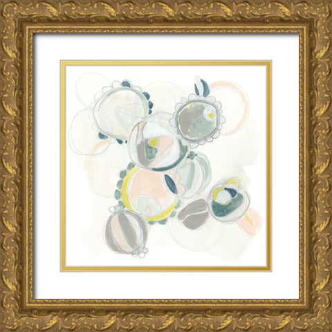 Floral Scumble I Gold Ornate Wood Framed Art Print with Double Matting by Vess, June Erica