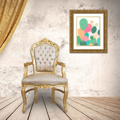 Cactus Confetti I Gold Ornate Wood Framed Art Print with Double Matting by Vess, June Erica