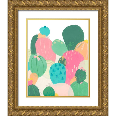 Cactus Confetti II Gold Ornate Wood Framed Art Print with Double Matting by Vess, June Erica