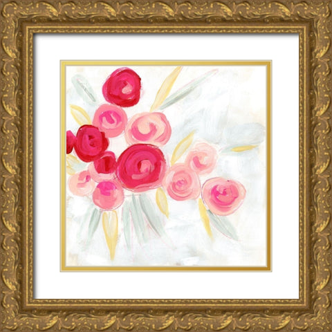 Rosebud Impression II Gold Ornate Wood Framed Art Print with Double Matting by Vess, June Erica