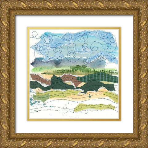 Stitched Landscape IV Gold Ornate Wood Framed Art Print with Double Matting by Moore, Regina