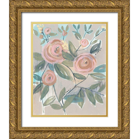 Laurels Posies II Gold Ornate Wood Framed Art Print with Double Matting by Goldberger, Jennifer