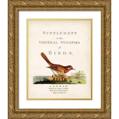 General Synopsis of Birds Gold Ornate Wood Framed Art Print with Double Matting by Latham, John