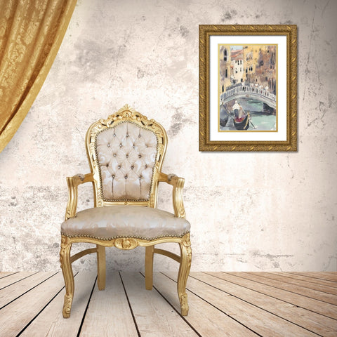 Along the Venice Canal Gold Ornate Wood Framed Art Print with Double Matting by Dixon, Samuel