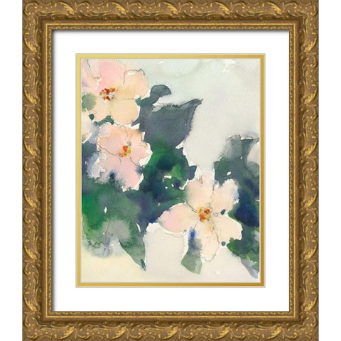 Peach Blooms I Gold Ornate Wood Framed Art Print with Double Matting by Dixon, Samuel